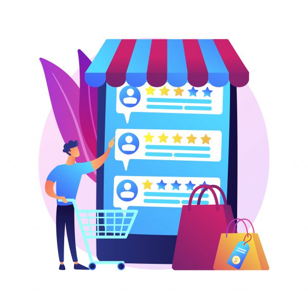 User rating and feedback. Customer reviews cartoon web icon. E commerce, online shopping, internet buying. Trust metrics, top rated product. Vector isolated concept metaphor illustration